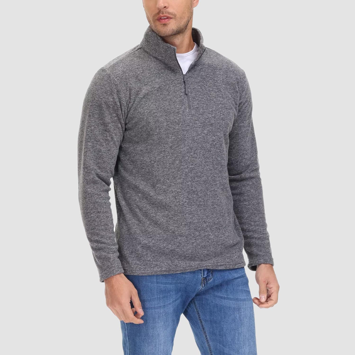 Men's Shirt 1/4 Zip Fleece Pullover Sweater Long Sleeve Sweatshirts Athletic Shirt